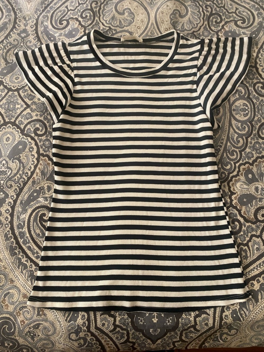 Altar’d State Black and White Striped Short Sleeve Top